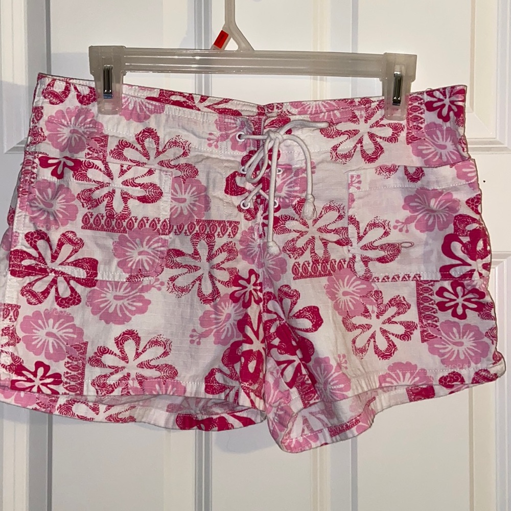 Pink floral swim shorts